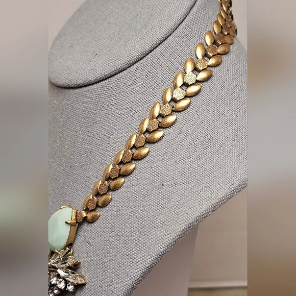 [J. CREW] Rare Vintage Multi Color Crystal Bib Statement Necklace □■ Rose Accent - Picture 7 of 16